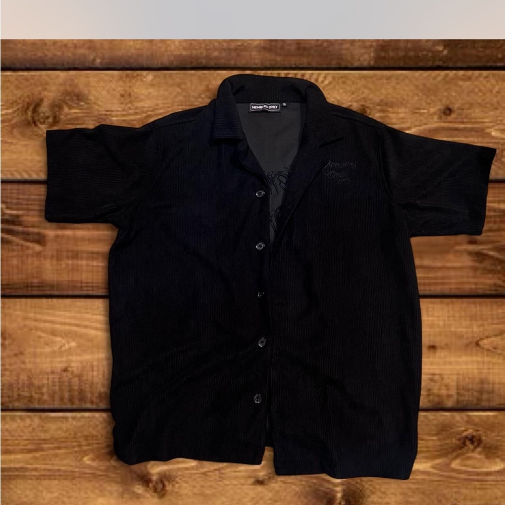 Members Only Black Corduroy Button Down Shirt